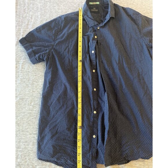 Scotch and Soda Button Down Shirt Men's Size XL Short Sleeve Polka Dot Navy Blue - Picture 7 of 9